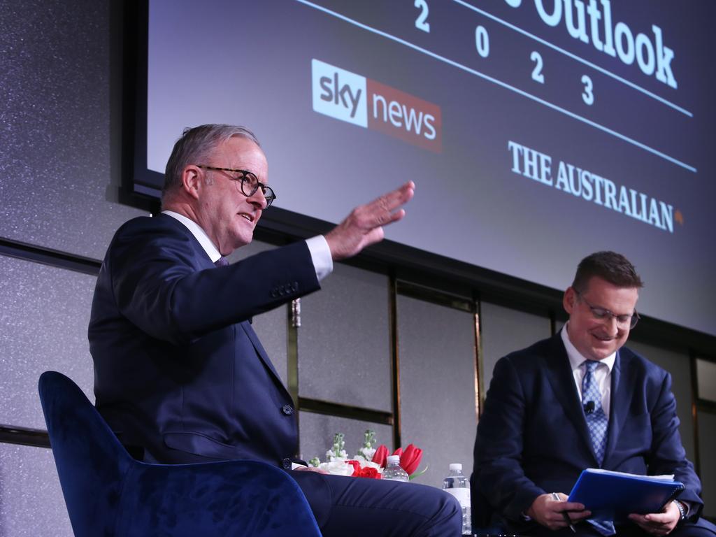 Mr Albanese was quizzed by Sky News political editor Andrew Clennell. Picture: John Feder/ The Australian