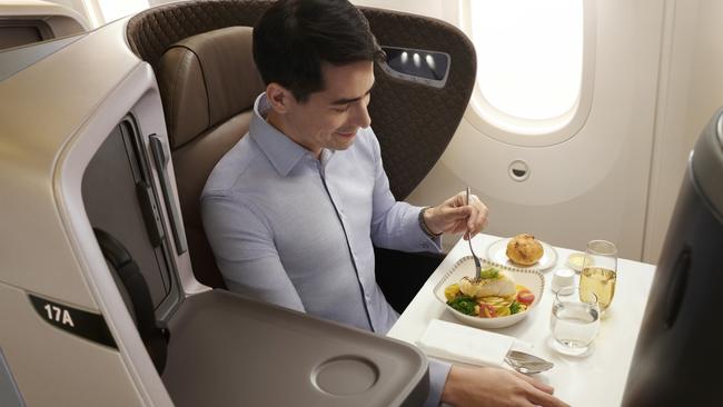 Singapore Airlines business class on the Airbus A350-900.