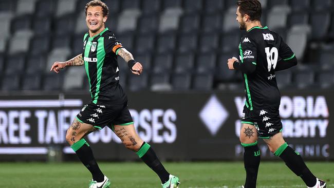 Alessandro Diamanti’s goal put Western United a game away from a grand final appearance in the club’s debut season. Picture: Getty Images