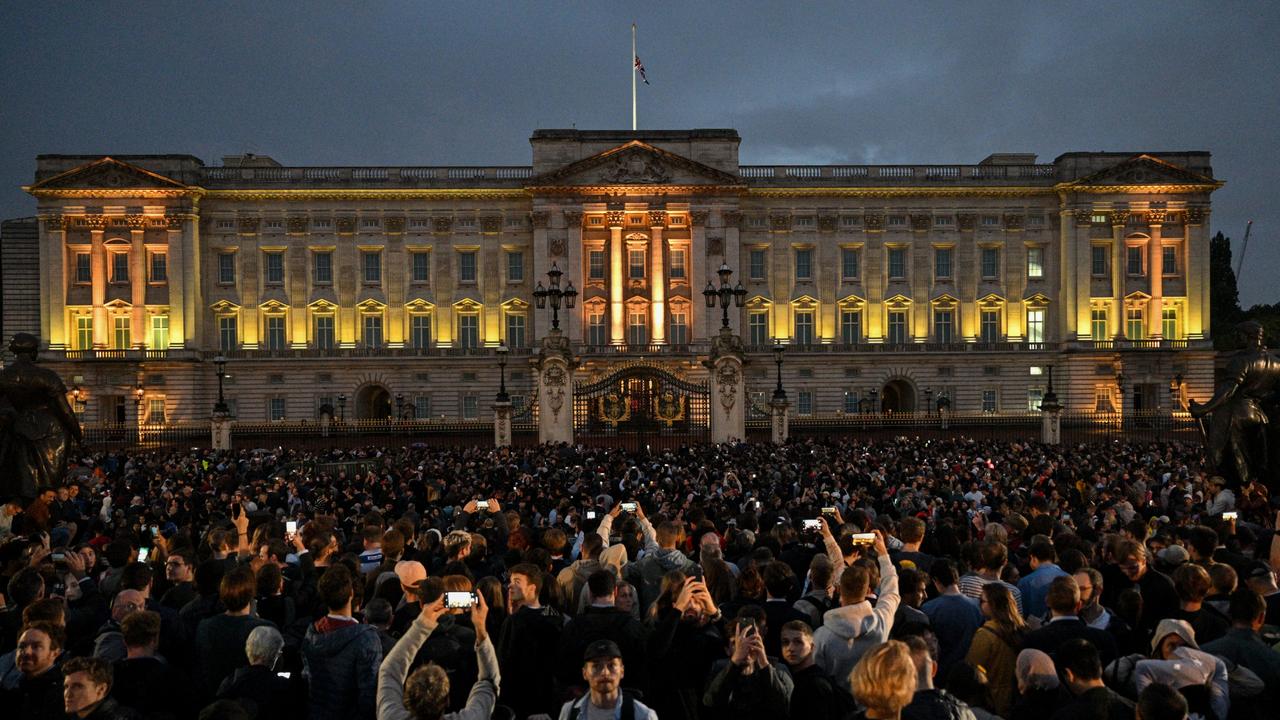 Mourners have gathered outside Buckingham Palace after news of the Queen’s death broke on September 8. Picture: Samir Hussein/WireImage