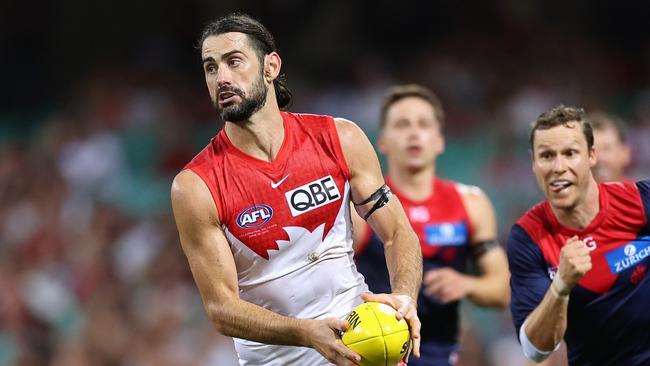 Brodie Grundy starred in his Swans debut. (Photo by Cameron Spencer/Getty Images)