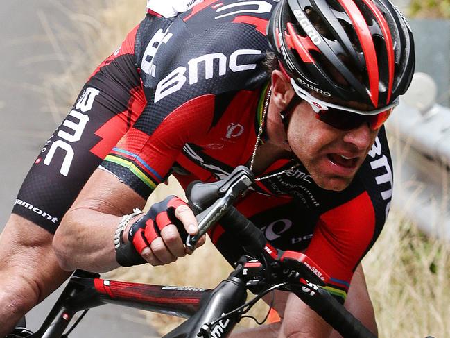 Tour Down Under - Stage 3 - Norwood to Campbelltown. Cadel Evans on the decent of the Corkscrew - winning the stage and now takes the leaders Ochre jersey. PIC SARAH REED.