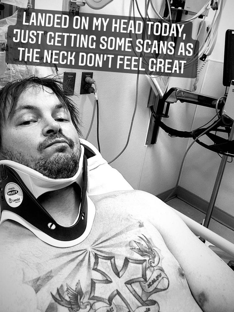 Price took to social media to tell his followers he had hurt his neck after landing on his head.