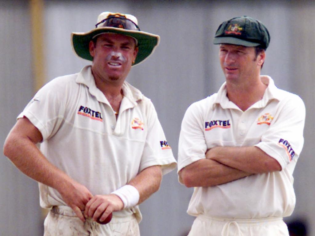 Shane Warne with Steve Waugh in 1999.
