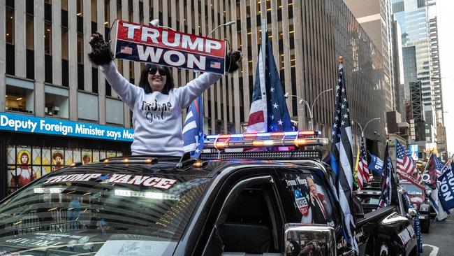 Donald Trump’s supporters celebrate his election victory. Picture: Getty Images