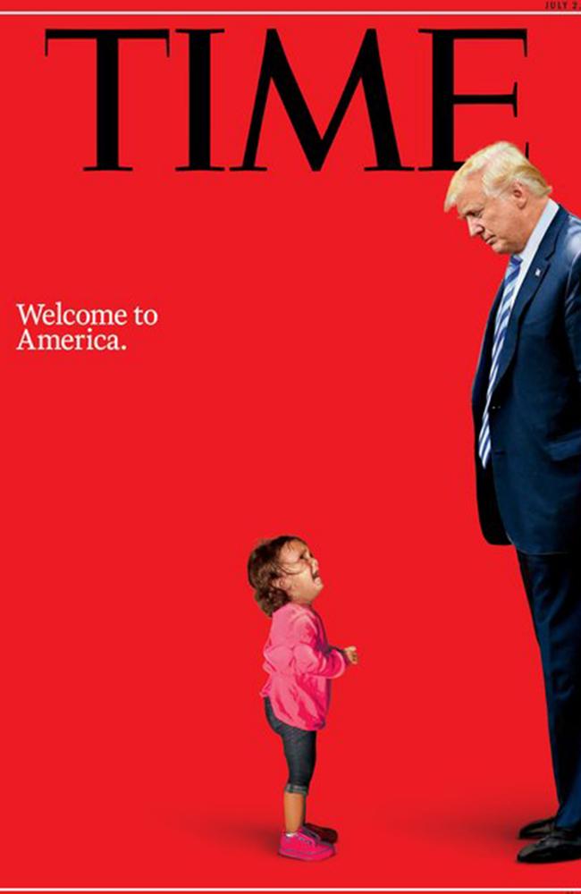 Donald Trump and a Honduran girl on the latest cover of TIME. Picture: TIME