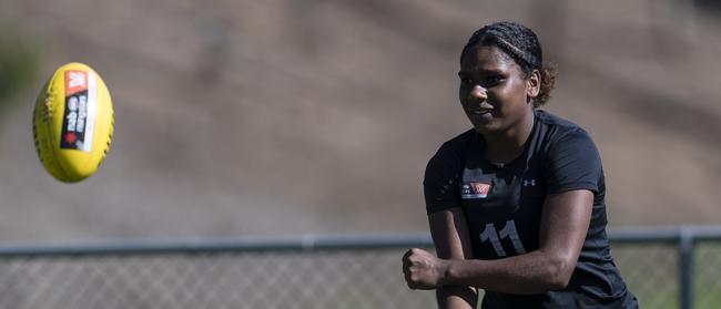 Kitara Farrar in action during the NAB AFL Women’s Academy media opportunity at the Australian Institute of Sport on December 18, 2018 in Canberra, Australia. Picture: Brook Mitchell/AFL Media.