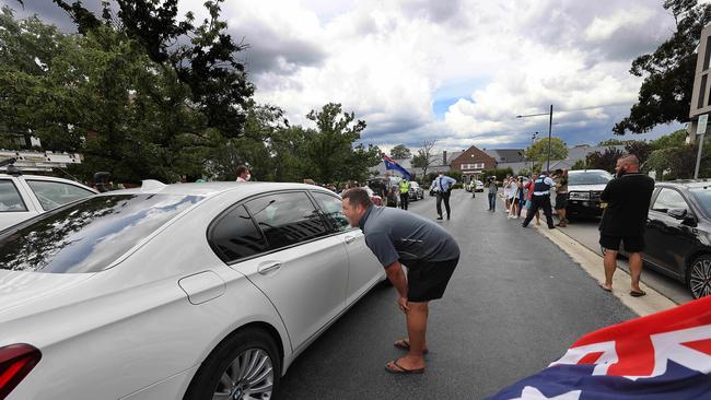 A man yells abuse at Scott Morrison through his car window. Picture: NCA/Gary Ramage Picture: NCA NewsWire / Gary Ramage