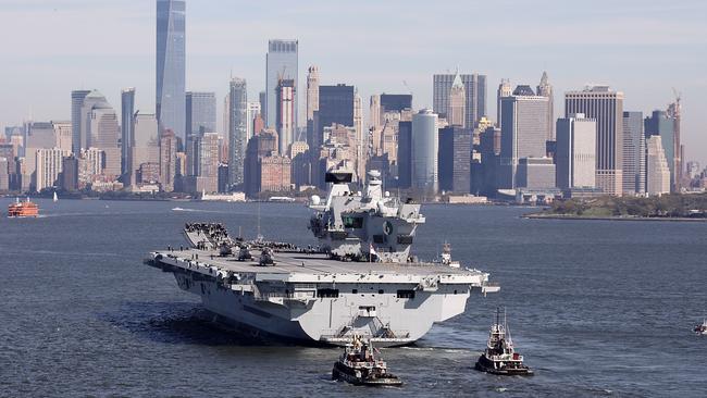 HMS Queen Elizabeth arrives in New York, last week. Picture: AFP