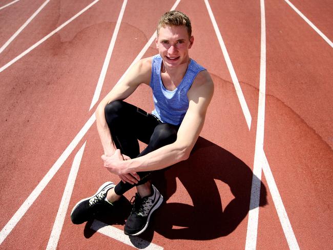 London Olympic 400m finalist Steve Solomon has finally shrugged off three years of injury and is ready to shine as the next Olympic year begins in January. Photographed at the AIS track in Canberra.