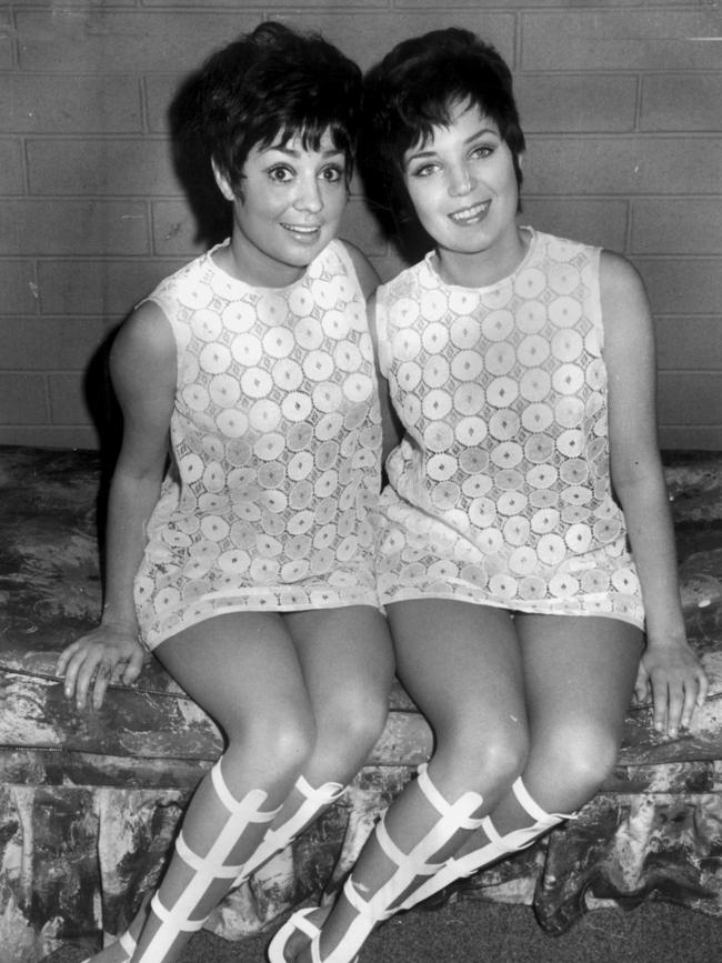 1969: Wills (left) with her sister Susan before leaving for Vietnam to perform for the troops.