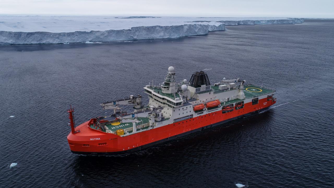 The RSV Nuyina off the Vanderford Glacier in 2021. Picture: Pete Harmsen/AAD