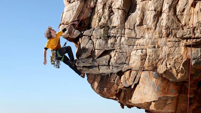 26/06/2019 Climber John Fischer on Castle Crag at Mt Arapiles Victoria. Picture: David Geraghty / The Australian.