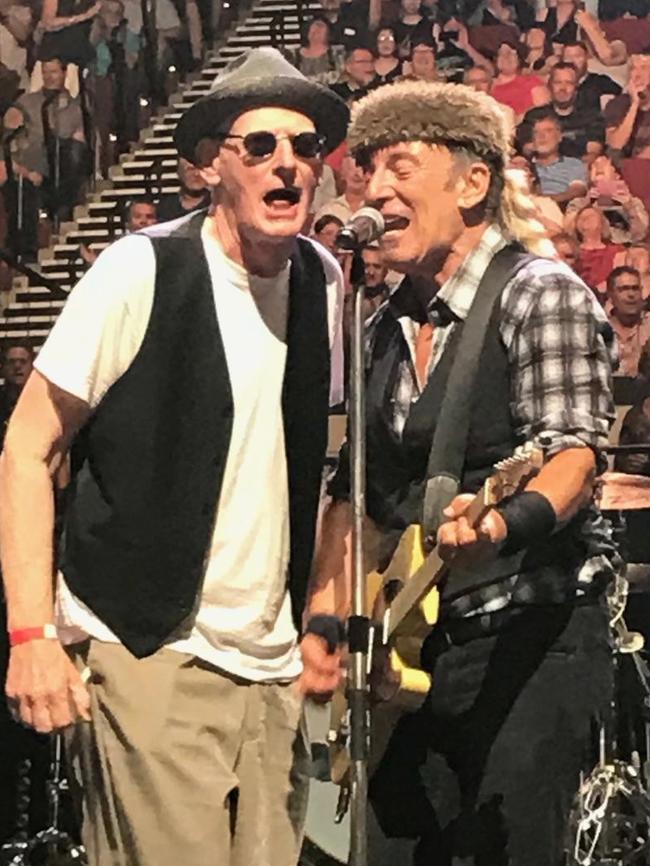 John Pemberton on stage with Bruce Springsteen in 2017.