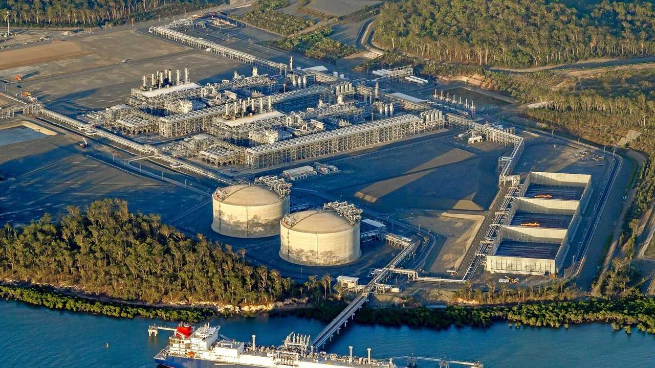 GLA060617An aerial shot of the Australia Pacific LNG facility on Curtis Island. Picture: GLA060617Photopia
