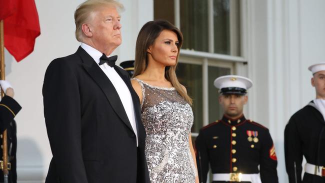 US President Donald Trump and First Lady Melania Trump hosted a glittering state dinner for the French leader and his wife. Picture: Ludovic Marin/AFP