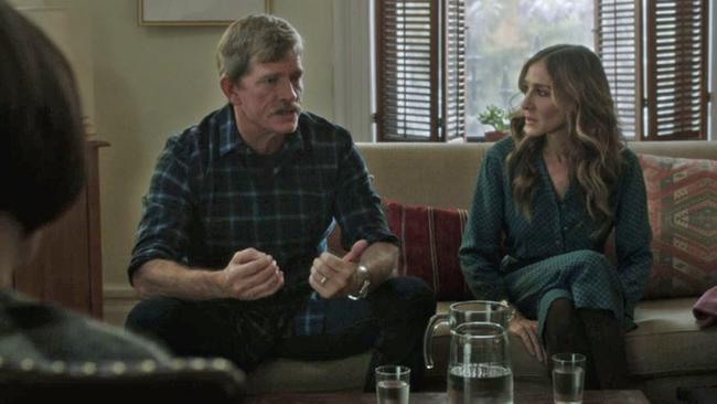 Sarah Jessica Parker and Thomas Hayden Church in a scene from the new HBO series <i>Divorce</i>. Source: HBO