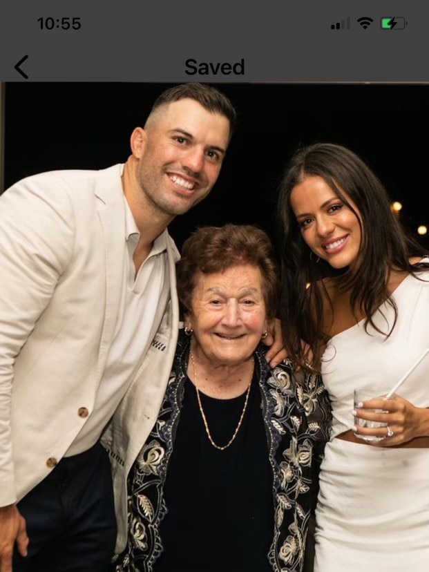 James Tedesco and his fiance, Maria Glinellis, with his nonna, Carmela. Credit: Supplied.