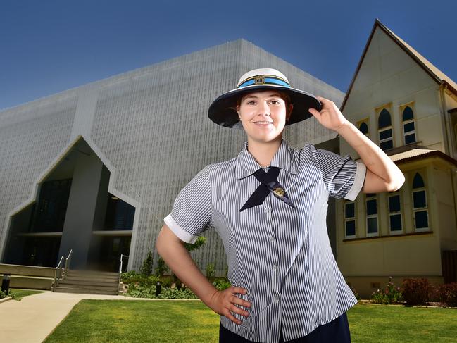 Chloe Dickinson, 17, in the new $19 million three-storey East Precinct building at St PatrickÃ•s College Townsville. Picture: Shae Beplate.