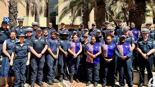 The first 10 South Australian Police officers set to bolster services in Alice Springs have been sworn in by NT Police. Photo: Supplied