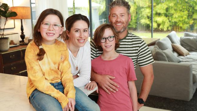 Lana and Scott Arnold with children Poppy and August at the home they’re selling in Caringbah, in Sydney’s south. Picture: John Feder/The Australian