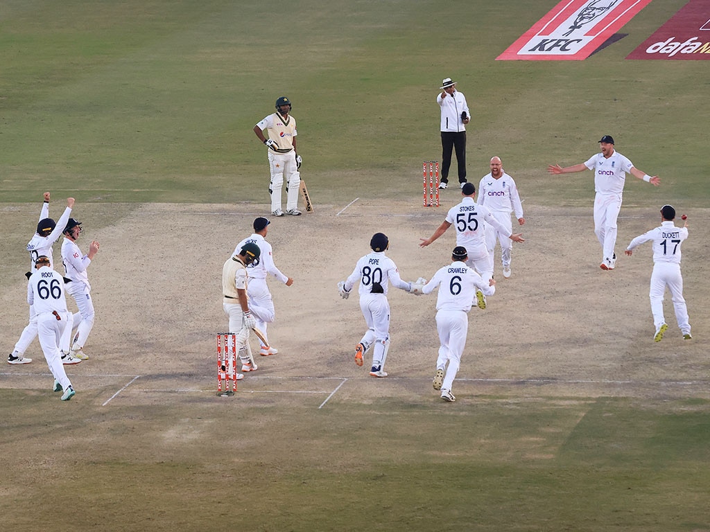 Jack Leach snared the final wicket for England. Pic: Getty