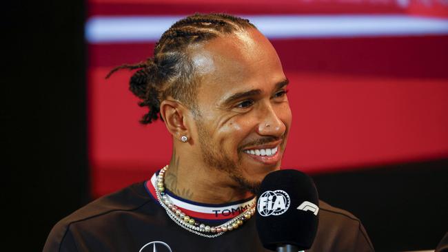 MONTREAL, QUEBEC - JUNE 15: Lewis Hamilton of Great Britain and Mercedes attends the Drivers Press Conference during previews ahead of the F1 Grand Prix of Canada at Circuit Gilles Villeneuve on June 15, 2023 in Montreal, Quebec. (Photo by Jared C. Tilton/Getty Images)