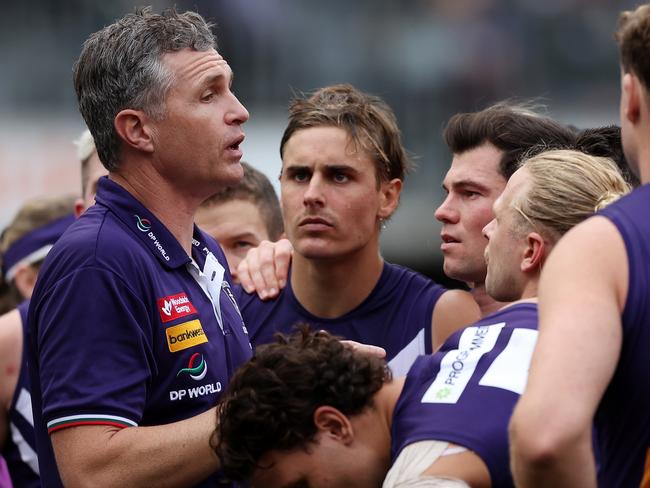 Justin Longmuir will coach his 100th game this weekend. Picture: Will Russell/AFL Photos via Getty Images