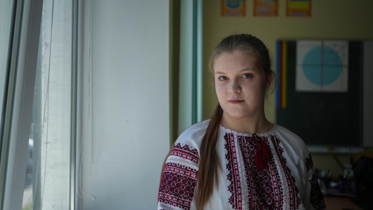 15-year-old Sophia from Kharkiv dreams of treating children affected by the war. Picture: UNICEF/Oleksii Filippov