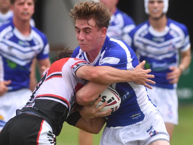 Kirwan High against Ignatius Park College in the Northern Schoolboys Under-18s trials at Brothers Rugby League Club in Townsville. Picture: Evan Morgan