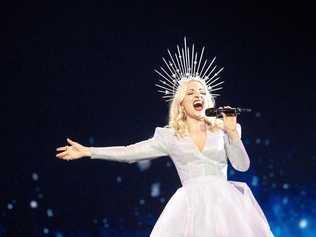 Kate Miller-Heidke during her semi-final performance at Eurovision. She has been voted through to the grand final. Supplied by SBS-TV.