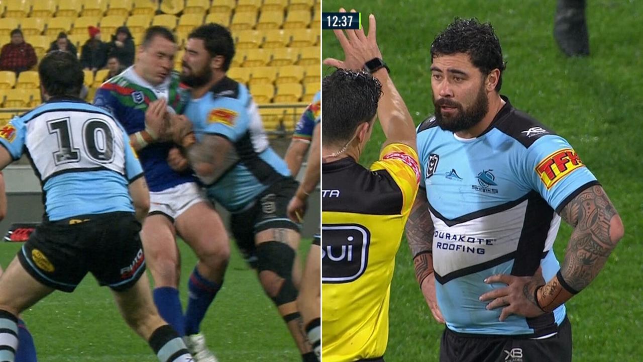 Andrew Fifita was sin-binned for a shoulder charge against the Warriors.