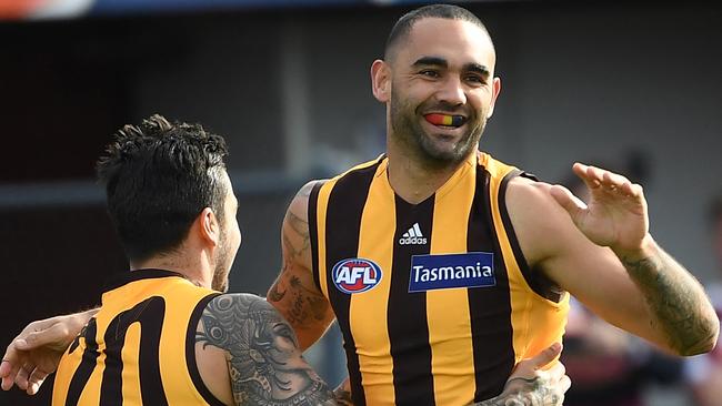 SBurgoyne is passionate about his Aboriginal heritage and says his mother’s tribe’s animal totem is the wedge-tailed eagle and his father’s is the humpback whale. Picture: AAP Image/Julian Smith