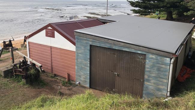 The hut at Fishermans Beach, Collaroy, showing the additions on the right, for the ABC TV drama "Barons". Picture: Manly Daily