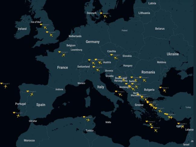 Flightradar24 image shows Thomas Cook aircraft flying back to the UK as the company teeters on the brink of collapse. Picture: Flightradar24