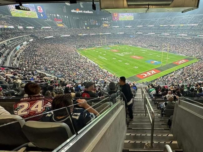 Crowd in the stadium. Allegiant Stadium round one, NRL match between Manly Sea Eagles and South Sydney Rabbitohs at Allegiant Stadium, on March 02, 2024, in Las Vegas, Nevada. Picture: NRL Photos