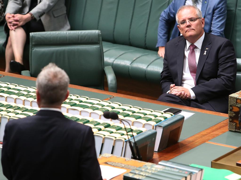 Opposition Leader Bill Shorten and PM Scott Morrison face off in parliament this week. Picture: Kym Smith