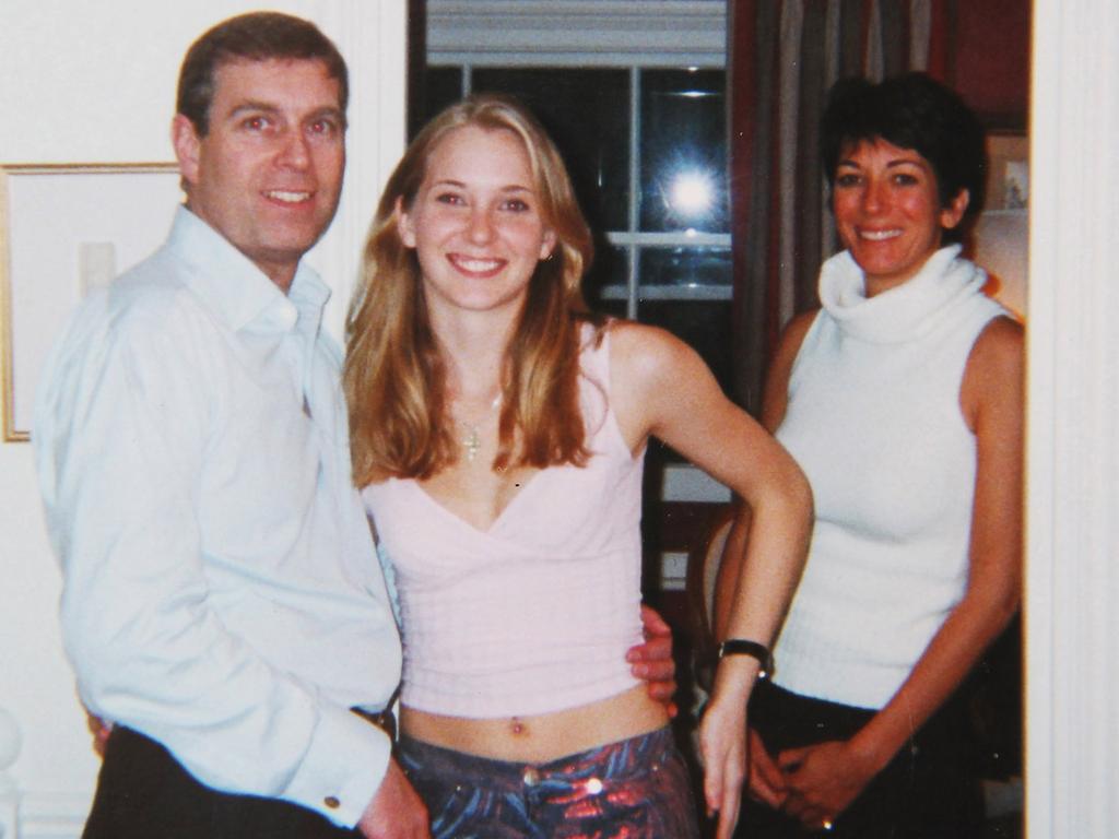 Prince Andrew and Virginia Roberts at Ghislaine Maxwell's townhouse in London, Britain on March 13, 2001 Picture: Florida Southern District Court/Supplied