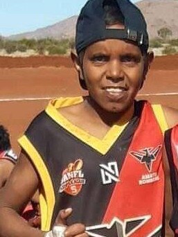 12-year-old APY Lands prospect Jacko Kemp booted six goals at senior level on Saturday, leaving onlookers in shock. Picture: Supplied