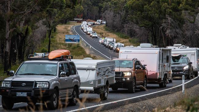 Queues at border checkpoints streched for kilometres. Picture: Jason Edwards