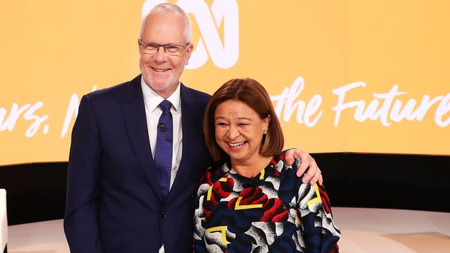 ABC chairman Justin Milne with former managing director Michelle Guthrie. Picture: John Feder