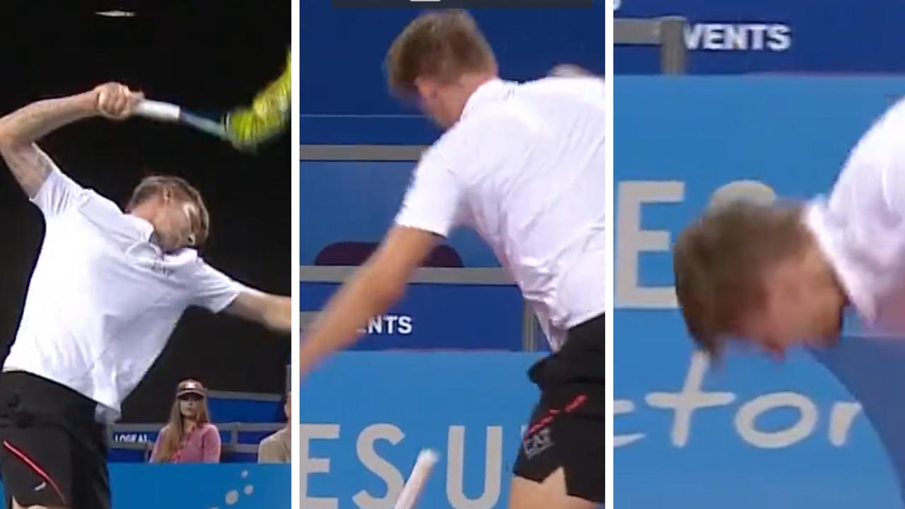 Racquet carnage as tennis star melts down