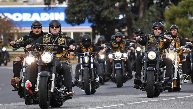 Comanchero Motorcycle Club President Mick Murray was at the head of the run. Picture: Ian Currie.