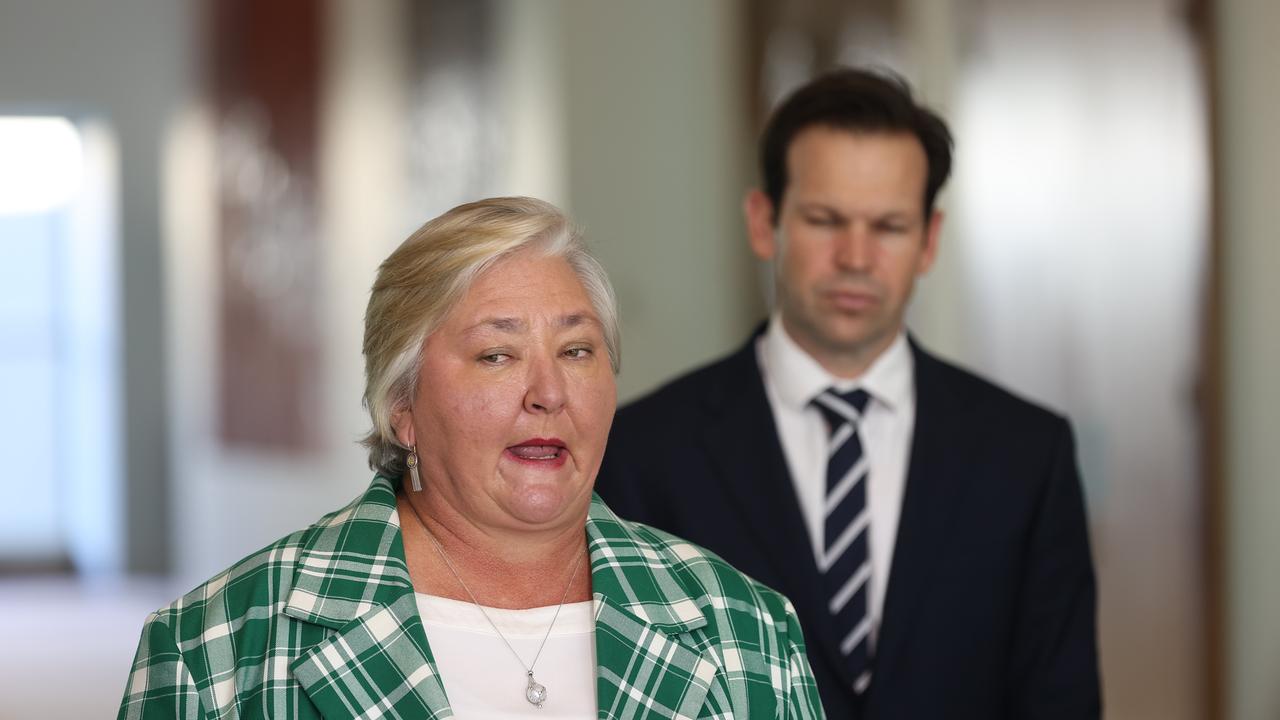 Senator Sam McMahon (pictured with senator Matt Canavan) has resigned from the Country Liberal Party and will sit on the crossbench until at least the next election. Picture: NCA NewsWire / Gary Ramage