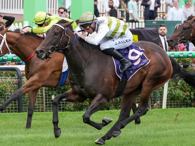 Skybird ridden by John Allen wins the Black Caviar Lightning at Flemington Racecourse on February 15, 2025 in Flemington, Australia. (Photo by George Sal/Racing Photos via Getty Images)