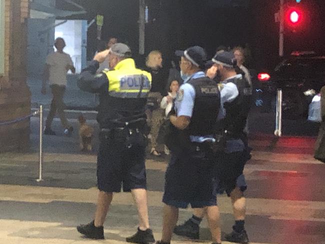 Police officers visited pubs and bars around Manly, and other parts of the northern beaches, on Saturday night as part of a crack down on anti social behaviour. Picture: Jim O'Rourke