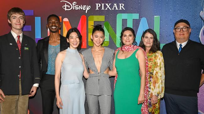 Peter Sohn with the voice cast of Elemental. Picture: Kate Green/Getty Images for Walt Disney Studios Motion Pictures UK