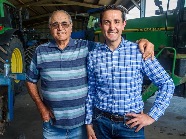 David Crisafulli with dad Tony on his cane property at Lannercost, just inland from Ingham, North Qld.