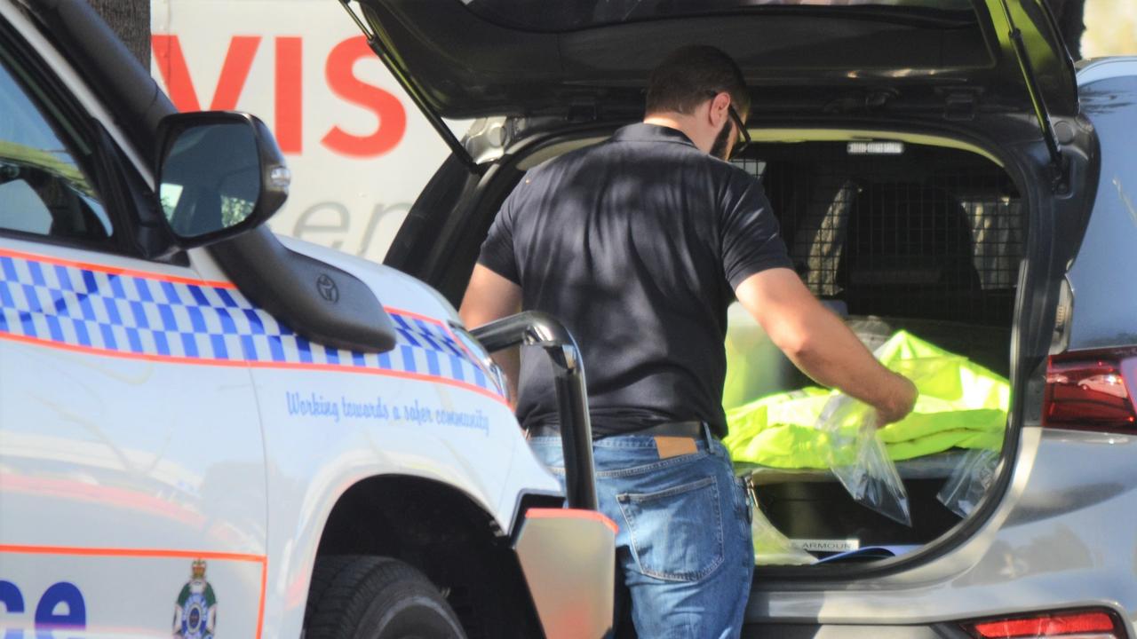 Homicide detectives removing evidence from the Chinchilla home on the corner of Inverai Rd and Burbank St in December 2019. Picture: Peta McEachern