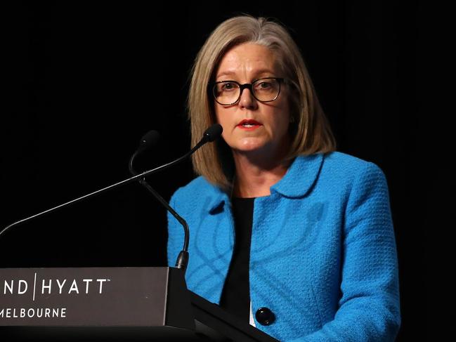 11/10/18 Karen Chester (Productivity Commission) speaks during the Australian's outlook conference at the Grand Hyatt. Aaron Francis/The Australian